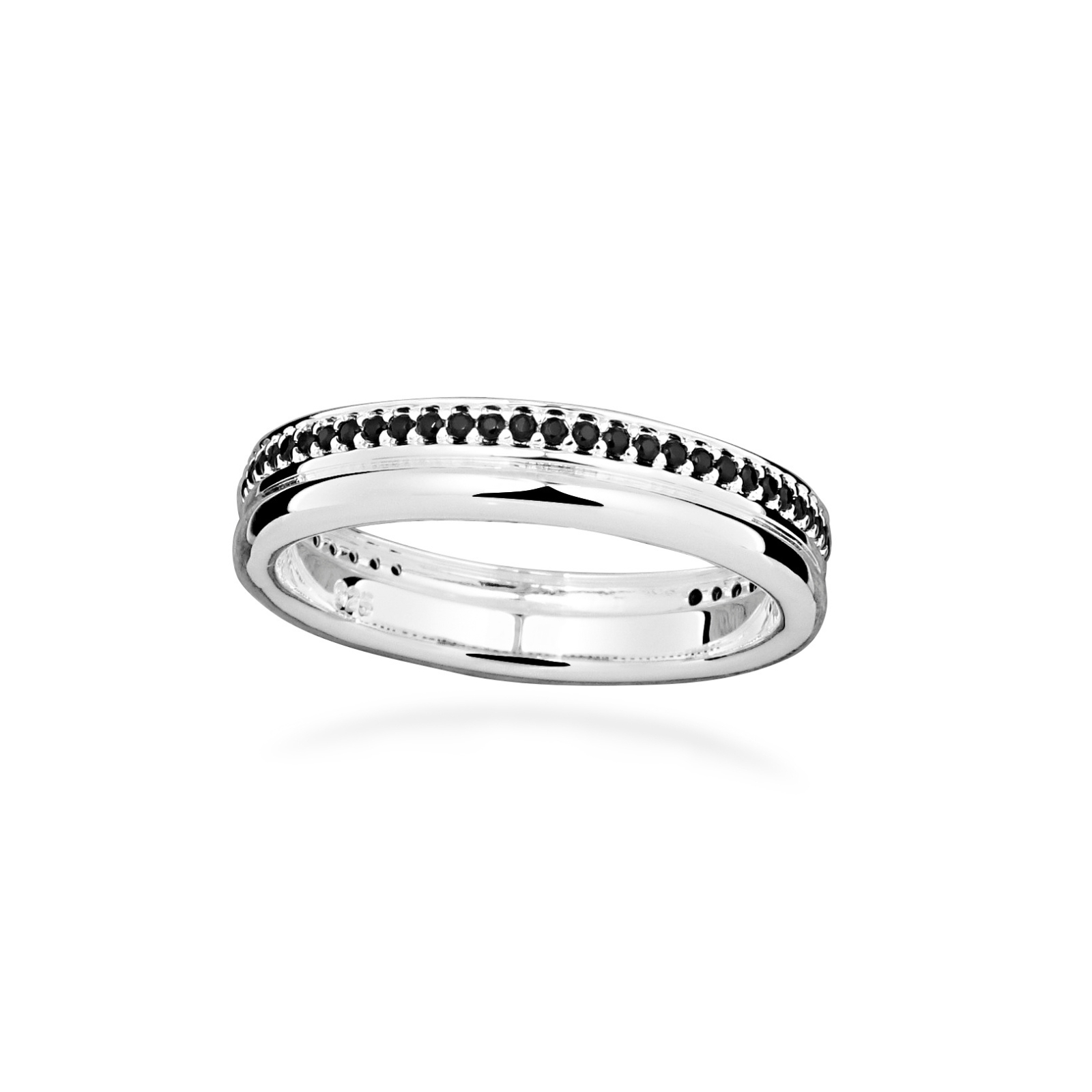 Ring Nano Silver/svart 19 mm