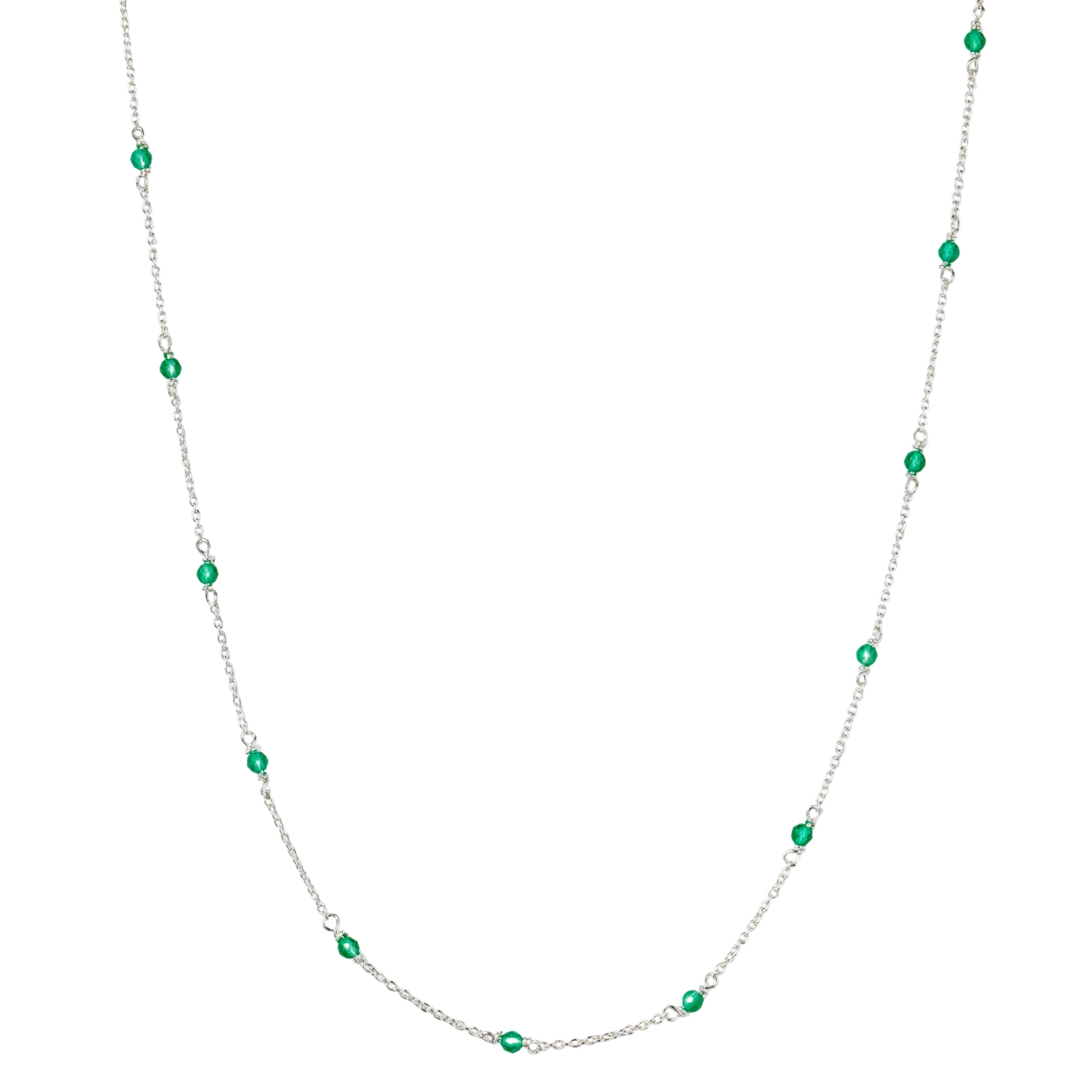 Halsband Santa Monica 42cm Grön Silver