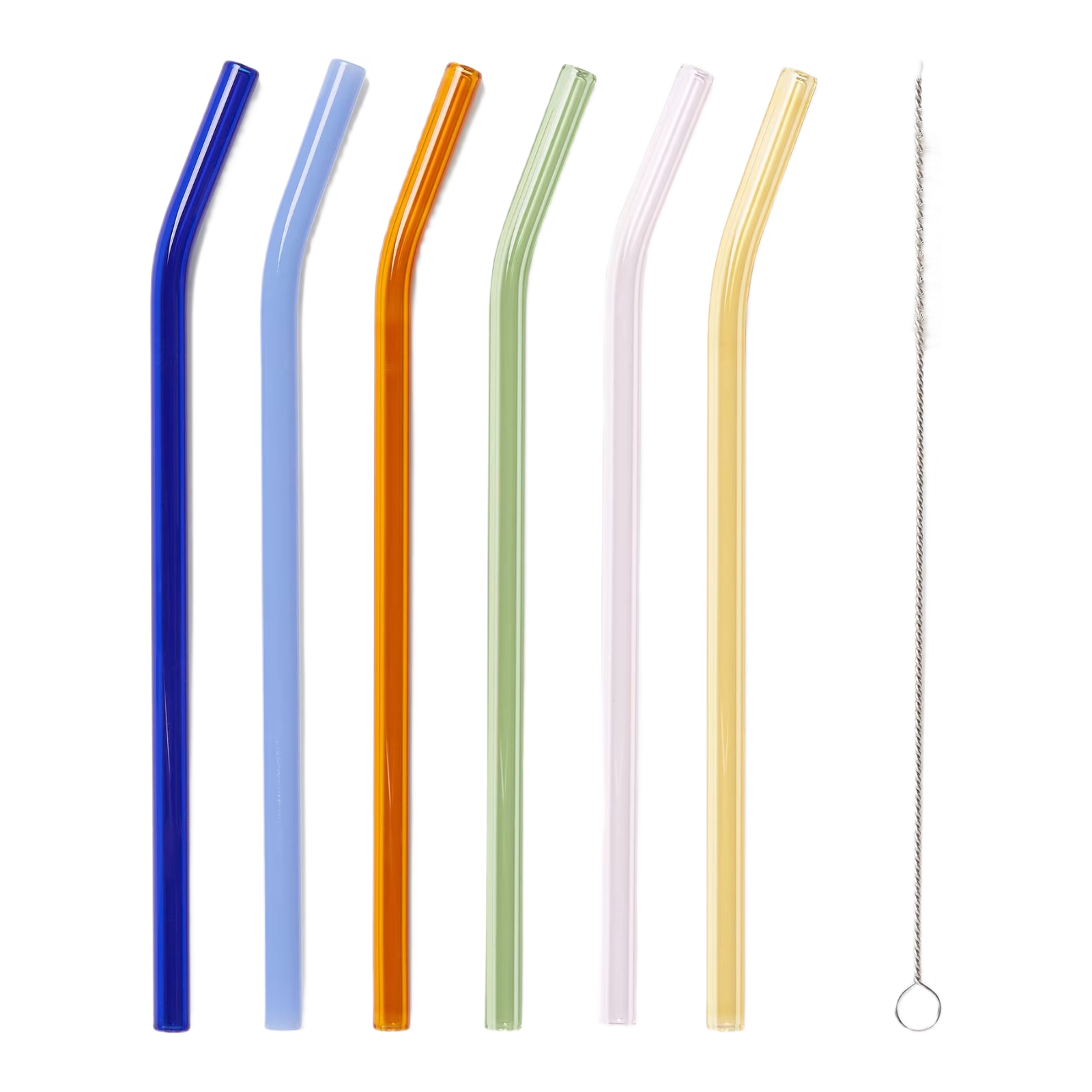 Sugrör glas 20 cm 6-p multi