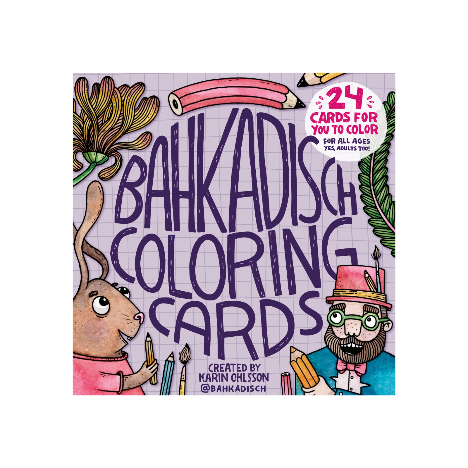 Bok BahKadisch Coloring Cards Lila