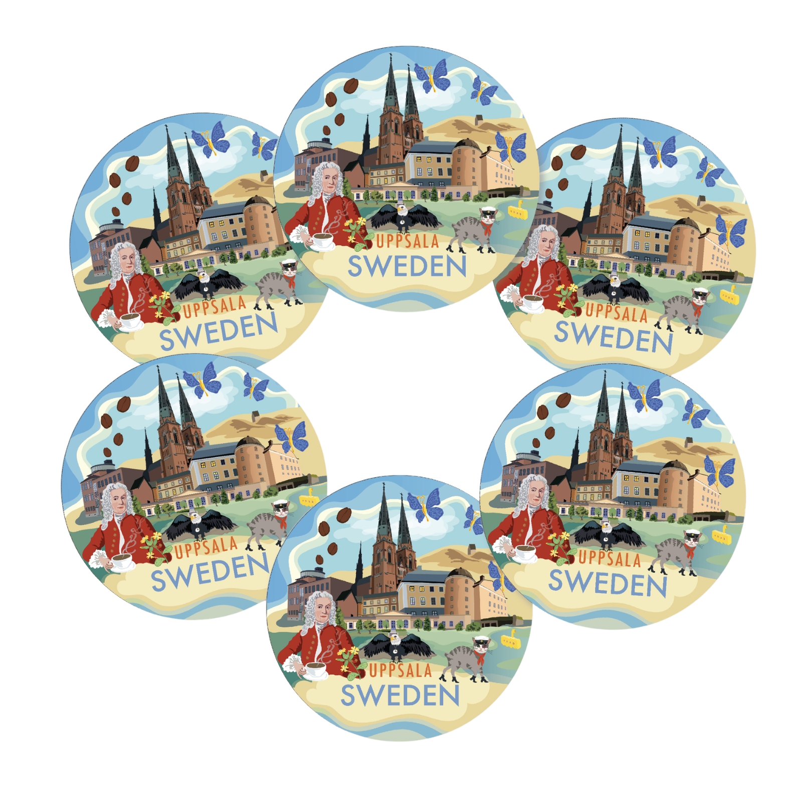 Glasunderlägg Uppsala 6-pack