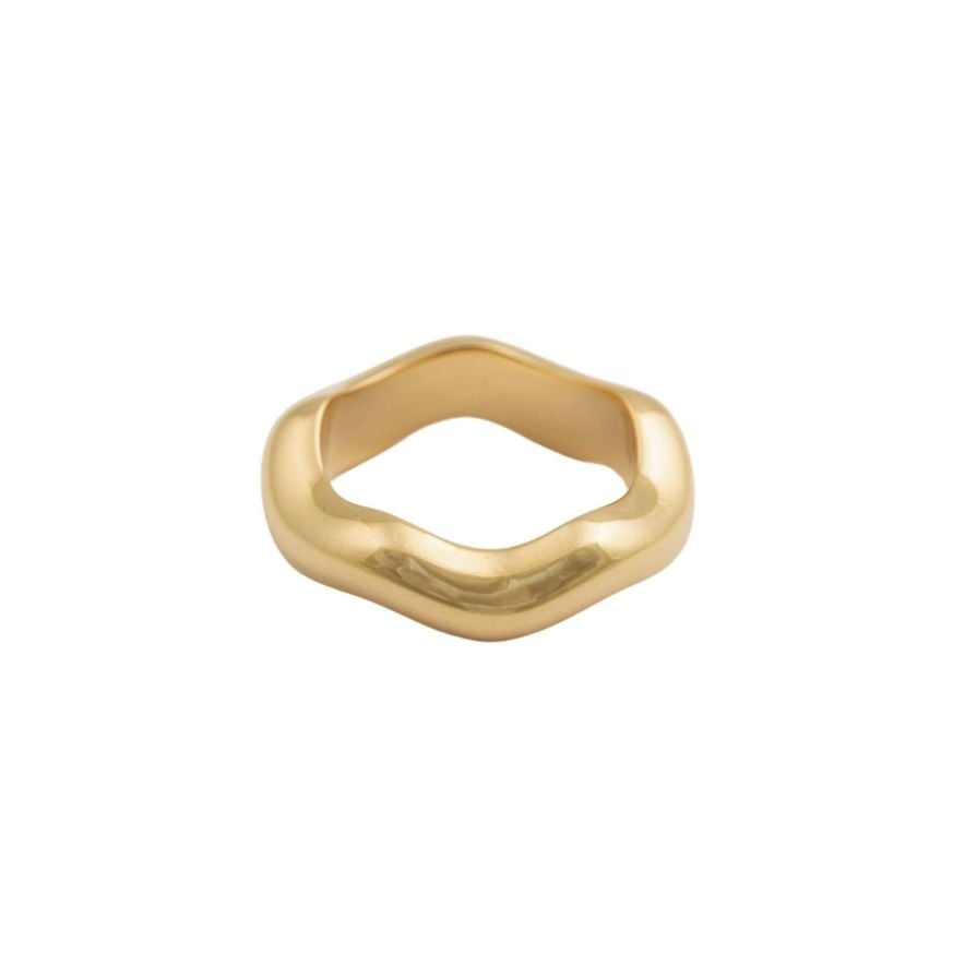 Syster P Ring Bolded Wavy Guld 16mm