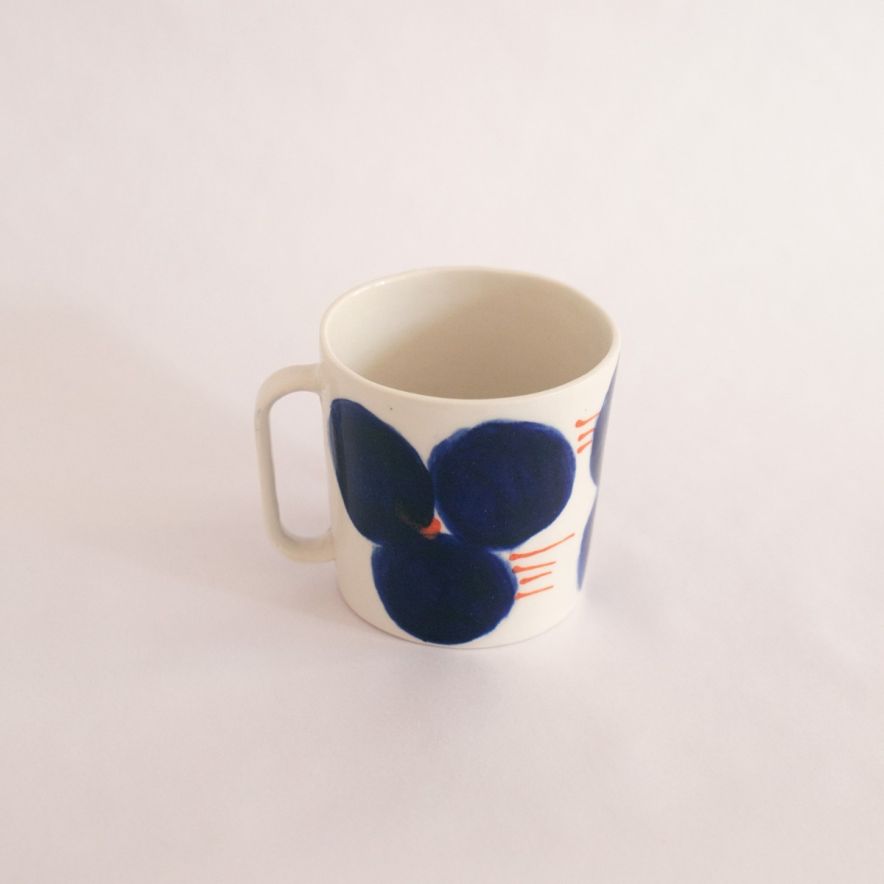 Kaffekopp 25 ml blom blå/orange streckproduktbild #2
