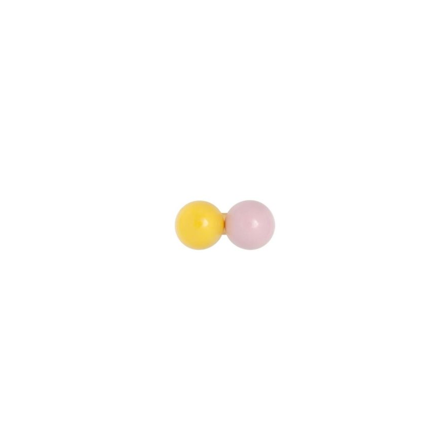 Örhänge Double Color Ball 1 st emalj ljusrosa/gulproduktbild #2