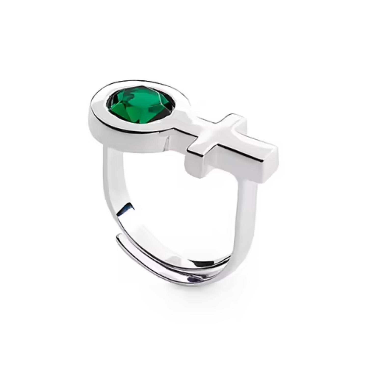 Sägen Ring Future is Female silver /grön