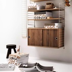 Skåp m skjutdörrar 78x20x37 valnöt