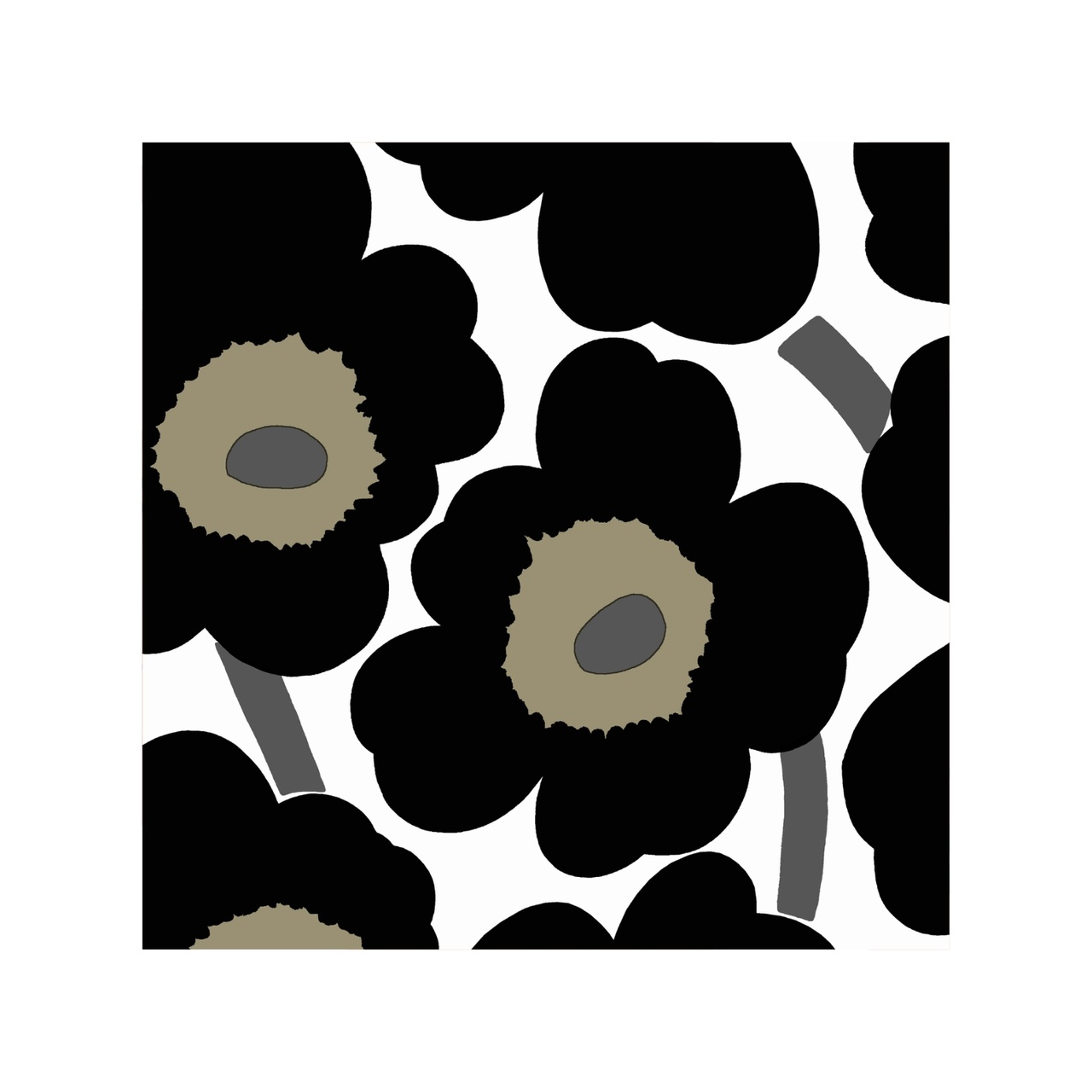 Servett Unikko 33 cm Svart/vit