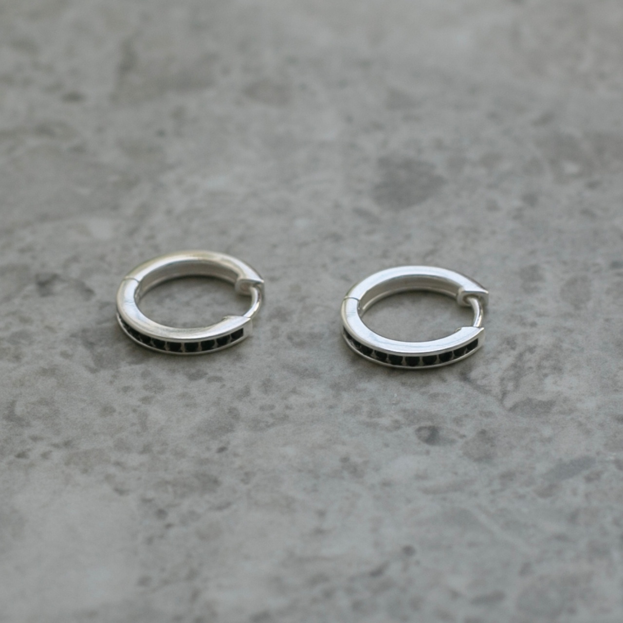 Örhängen Nano silver/svart