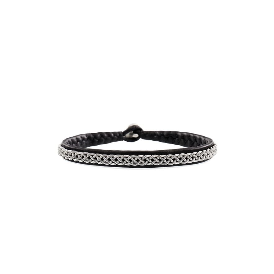 Armband S skinn/tenn