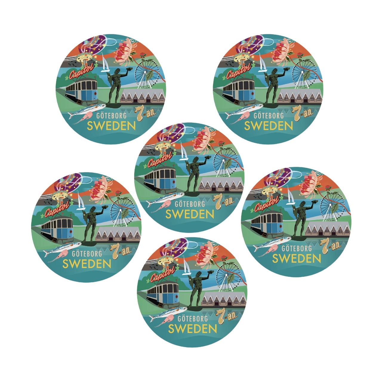 Glasunderlägg Göteborg 6-pack