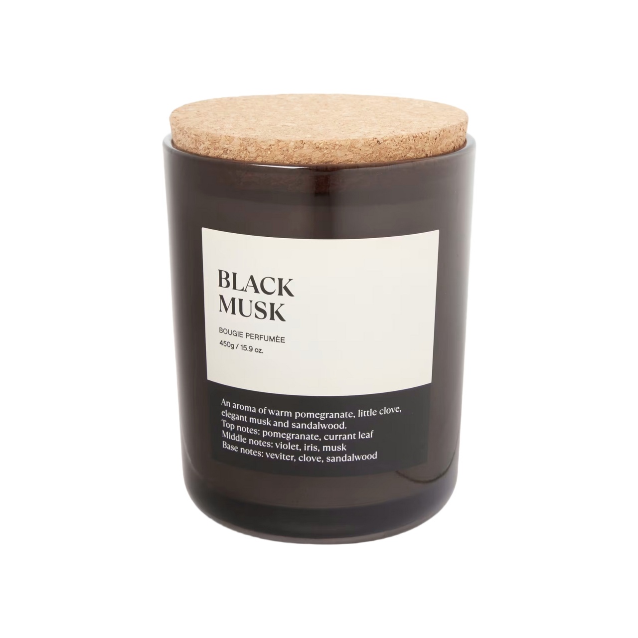 Doftljus med kork lock 450gr Brun