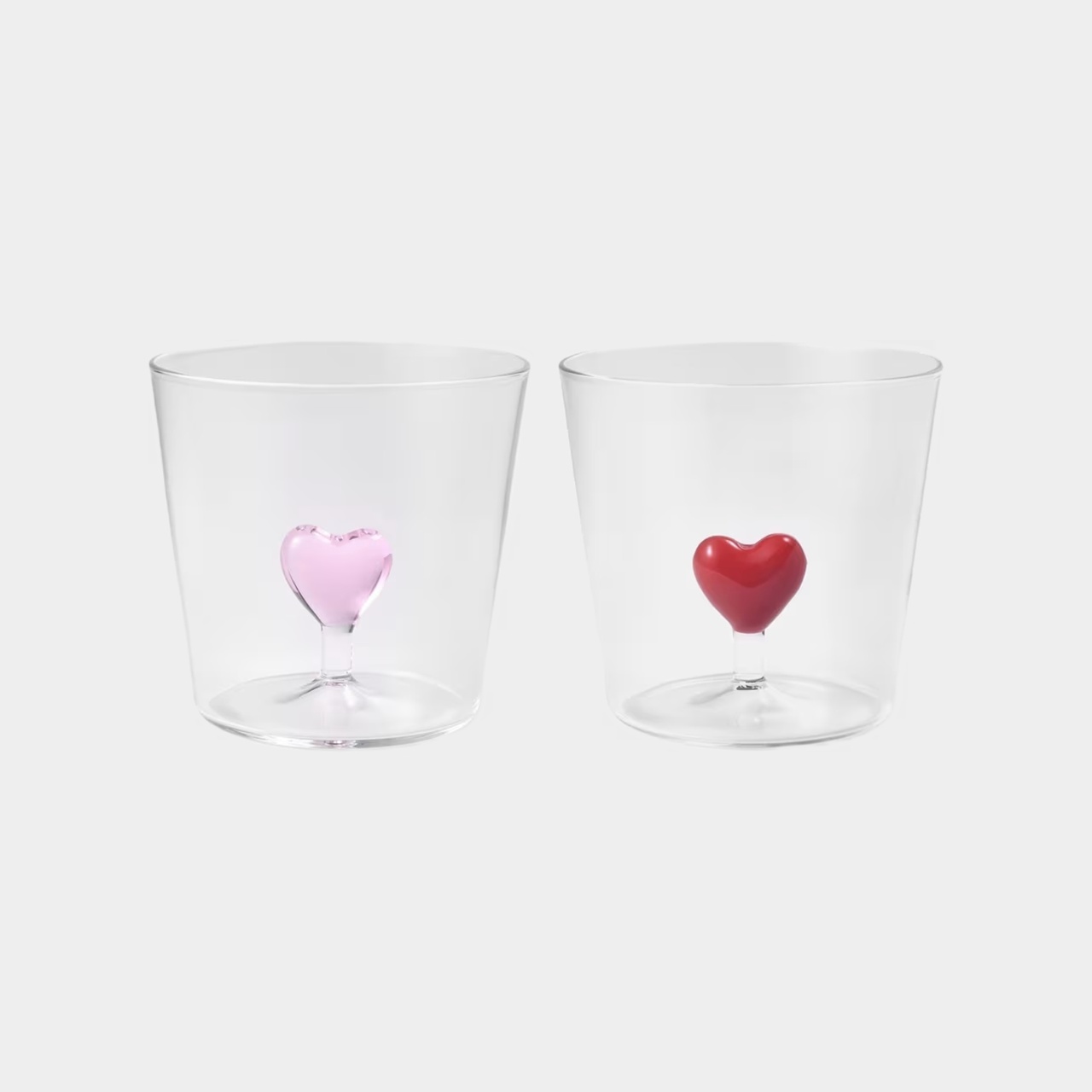 Glas Deco Heart 2 st röd/rosa