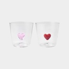 Glas Deco Heart 2 st röd/rosa