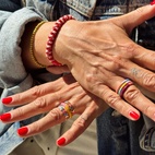 Ring Double color Coral/plum