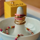 Ring Double color Coral/plum