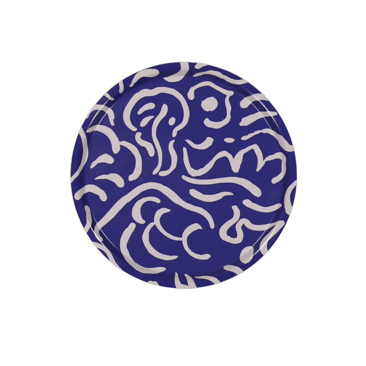 Bricka Virvla 38 cm rund blå/creme