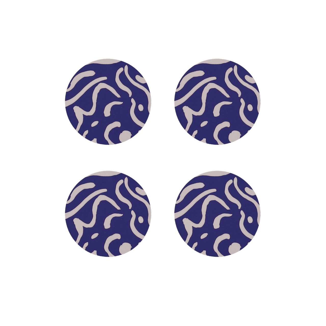 Glasunderlägg Virvla 9 cm 4-p blå/creme