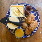 Bricka Virvla 38 cm rund blå/creme