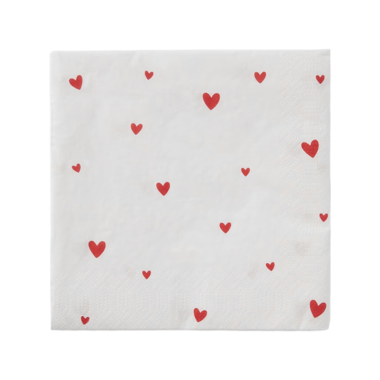 Pappersservett Hearts 33x33 cm Röd