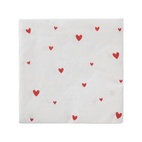 Pappersservett Hearts 33x33 cm Röd
