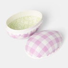 Påskägg papper 15 cm Gingham rosa/vit