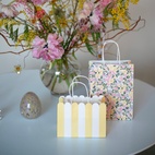 Presentpåse S Frill rand gul/vit