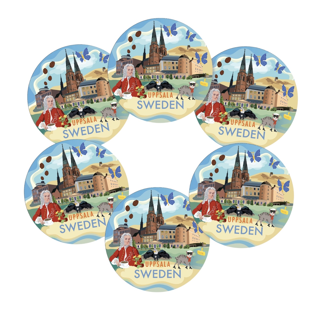 Glasunderlägg Uppsala 6-pack