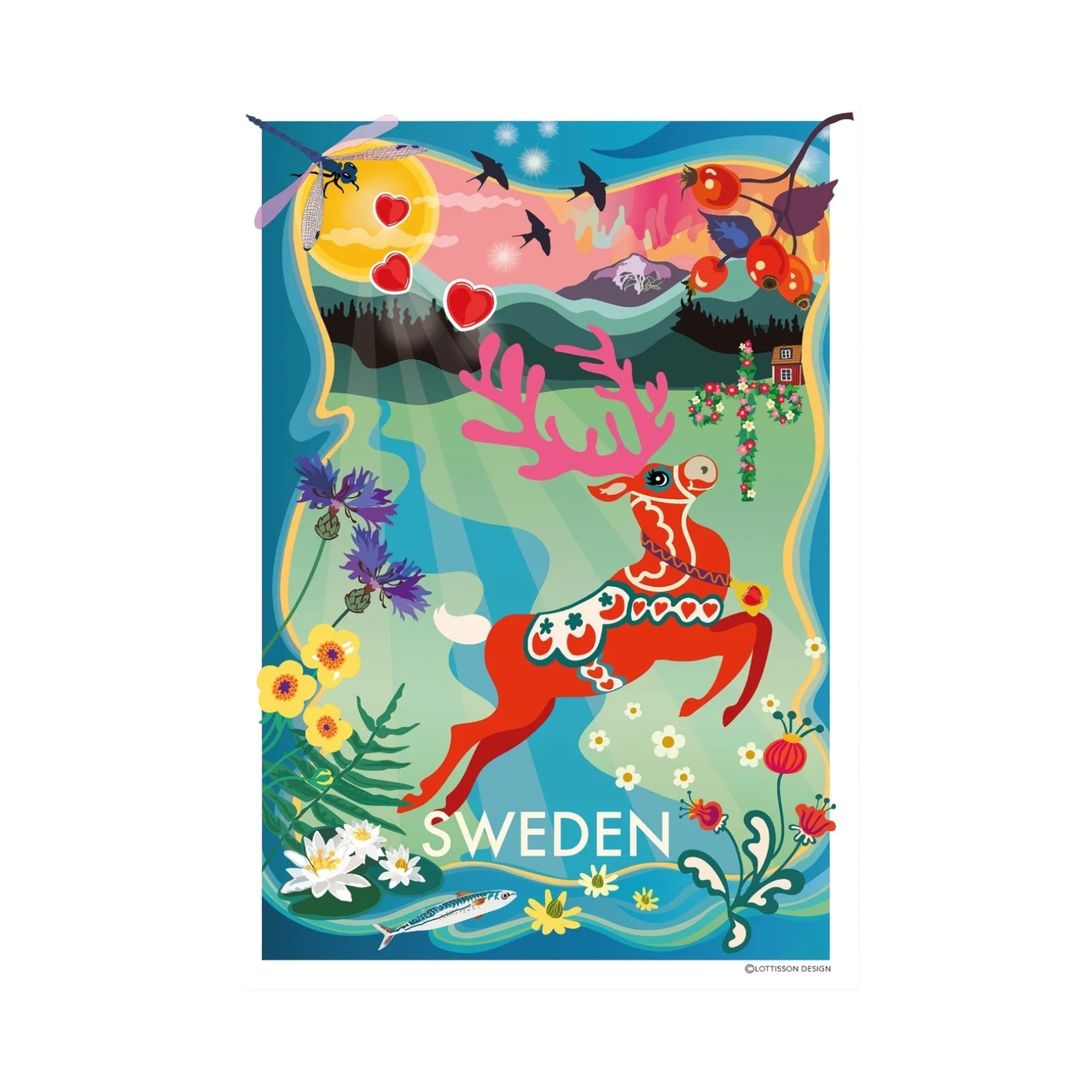 Poster Dala deer 30x40 cm
