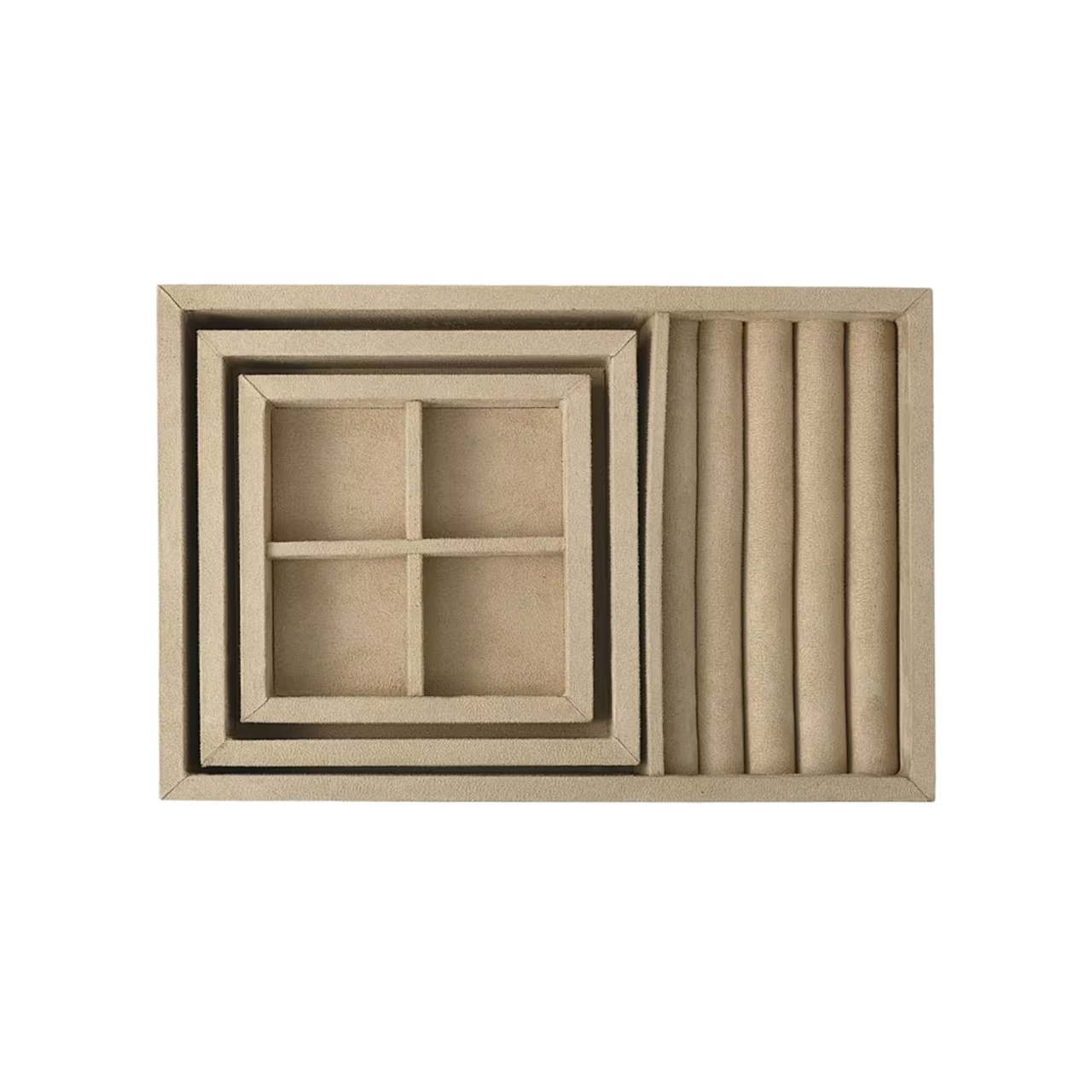 Förvaringsbricka mocka 3 set beige