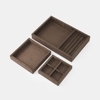 Förvaringsbricka mocka 3 set mörkbrun