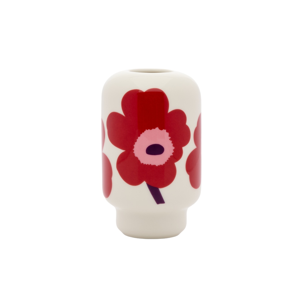 Vas Unikko keramik 14 cm Vit/Cranberry