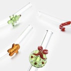 Sugrör glas X-mas 20 cm 4-p multi