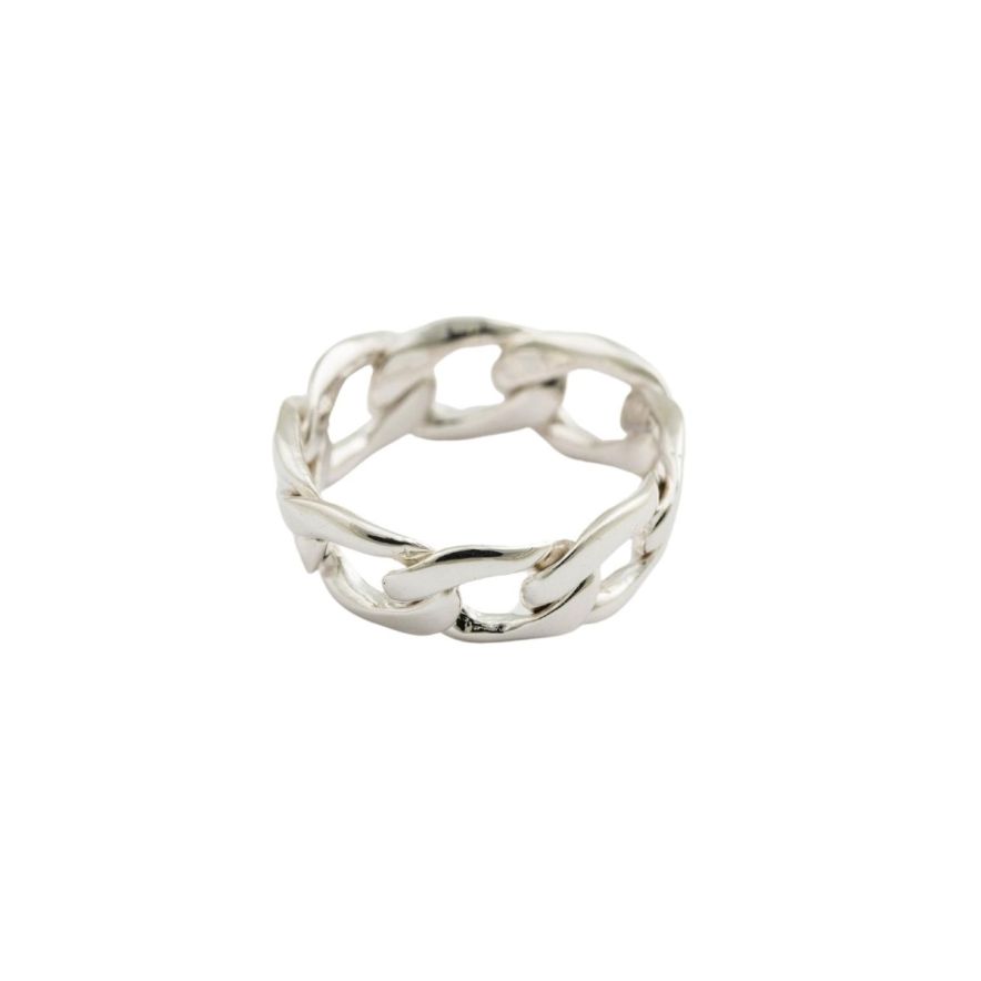 Ring Links Curb Chain Silver 18mm