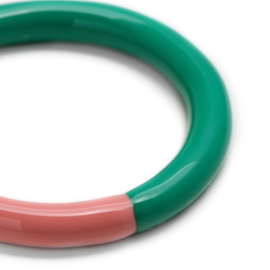 Ring Double color emalj Grön/Korall 18